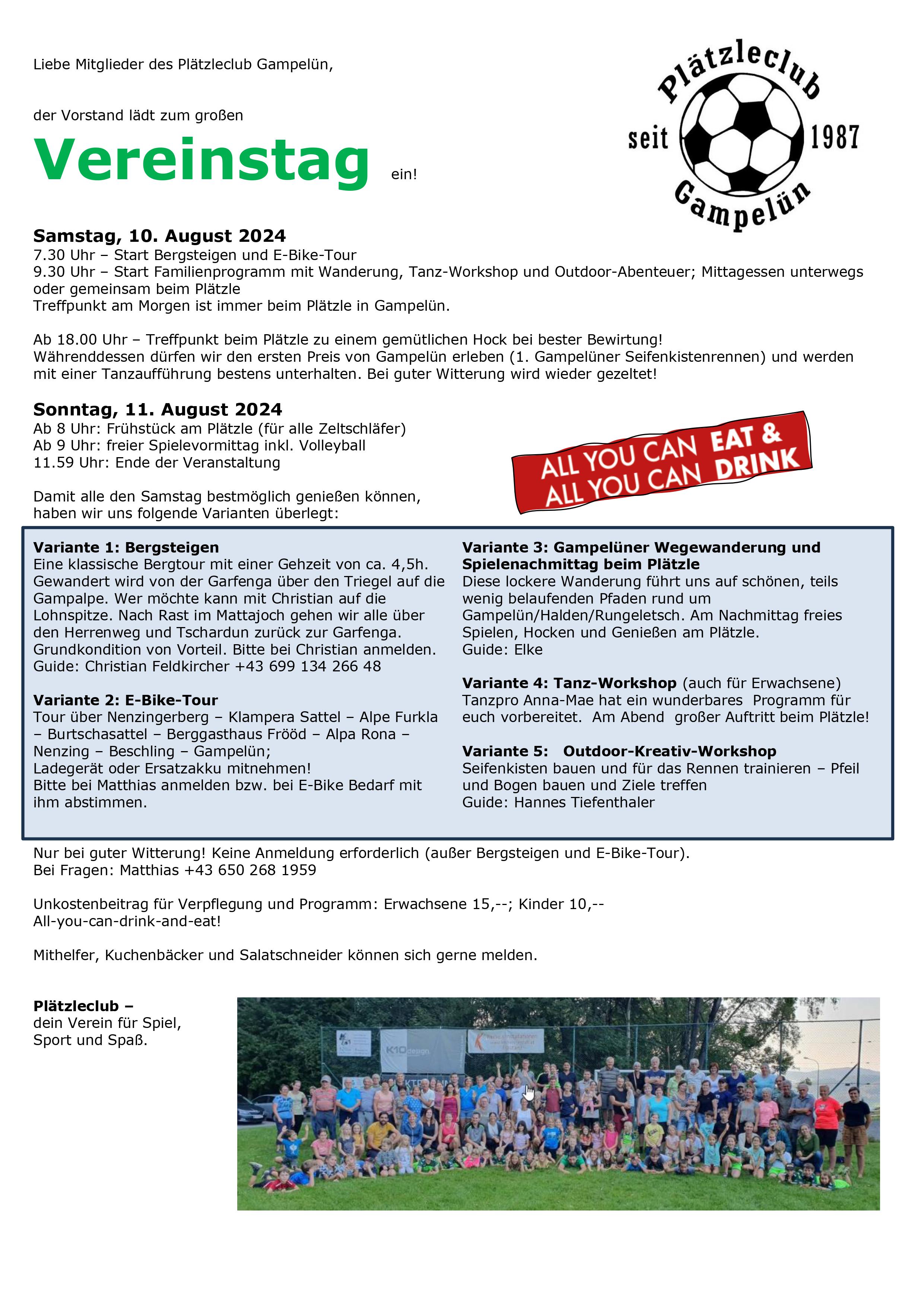 Einladung Vereinstag 10 August